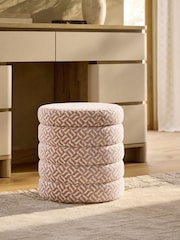 Linen Look Geo Blush Pink Stella Storage Round Stool - Image 1 of 4