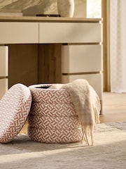 Linen Look Geo Blush Pink Stella Storage Round Stool - Image 2 of 4