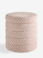 Linen Look Geo Blush Pink Stella Storage Round Stool - Image 4 of 4