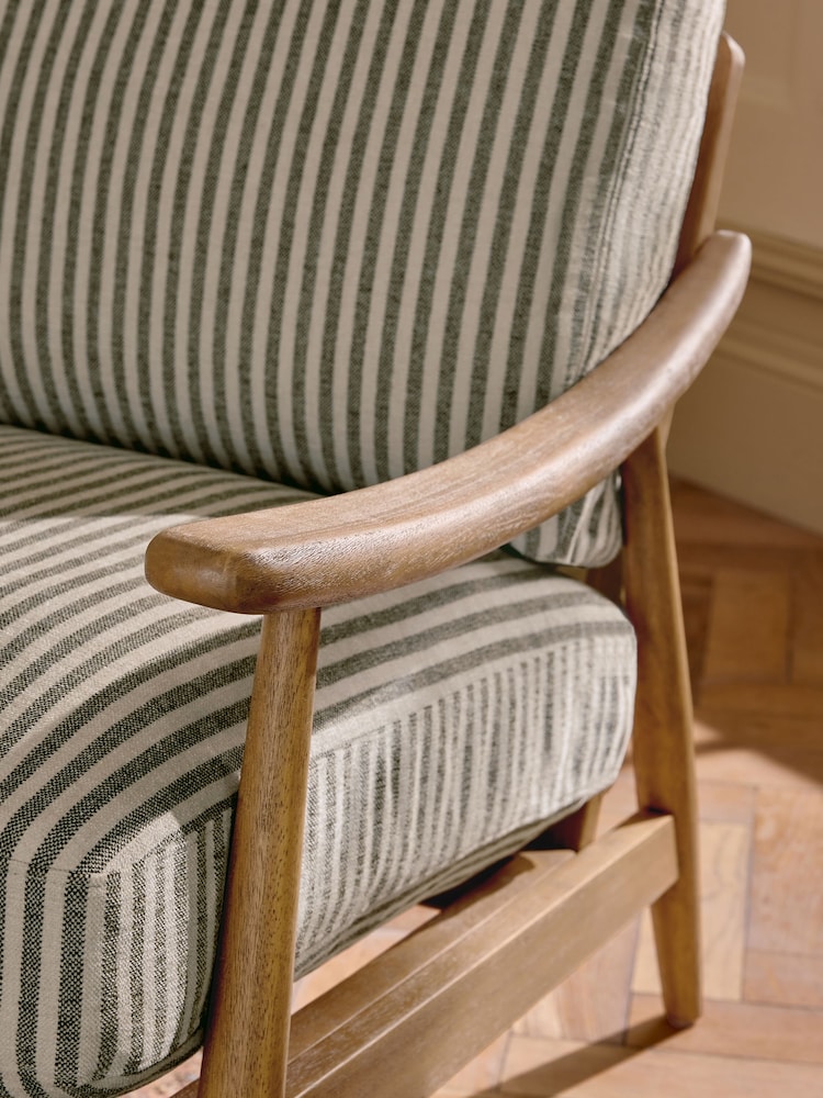 Chenille Stripe Moss Green Hampton Wooden Accent Chair - Image 2 of 6 Chenille Stripe Moss Green Hampton Wooden Accent Chair - Image 2 of 6