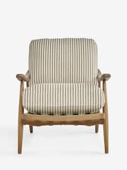 Chenille Stripe Moss Green Hampton Wooden Accent Chair - Image 4 of 6