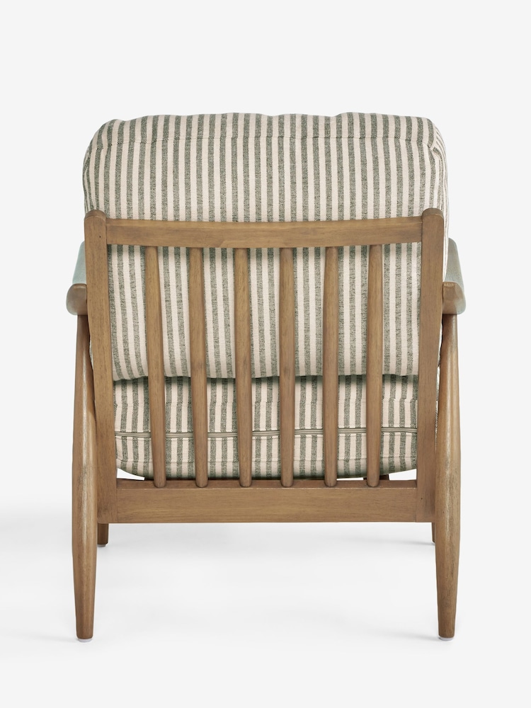 Chenille Stripe Moss Green Hampton Wooden Accent Chair - Image 6 of 6 Chenille Stripe Moss Green Hampton Wooden Accent Chair - Image 6 of 6