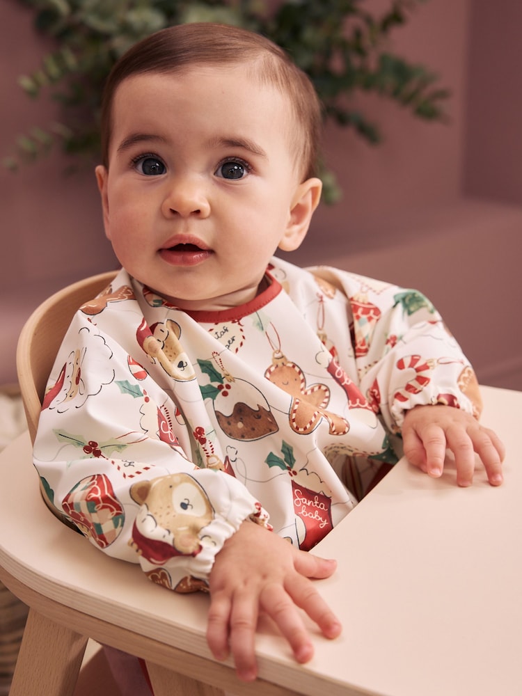 Christmas Character Bauble Weaning And Feeding Sleeved Bib - Image 1 of 5 Christmas Character Bauble Weaning And Feeding Sleeved Bib - Image 1 of 5