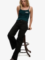 Superdry Black Black Mid Rise Trousers - Image 1 of 6