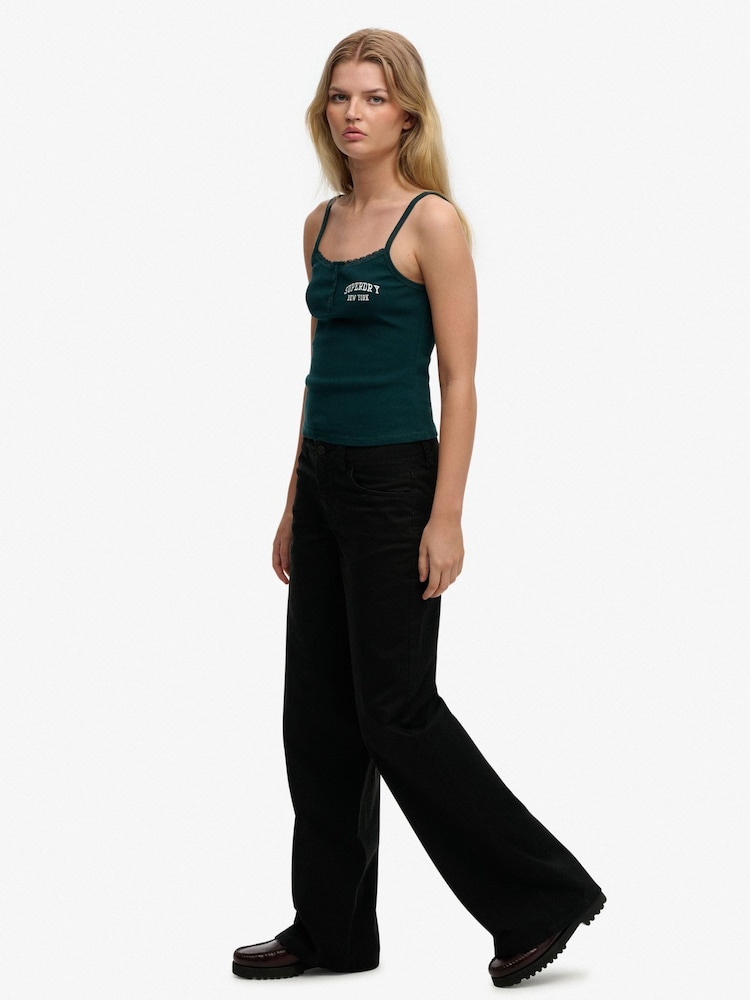 Superdry Black Black Mid Rise Trousers - Image 6 of 6