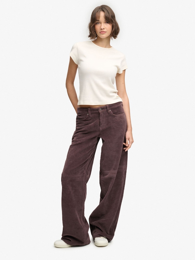 Superdry Brown Mid Baggy Jumbo Cord Trousers - Image 1 of 7