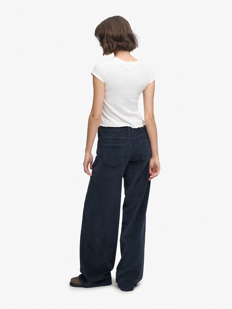 Superdry Blue Mid Baggy Jumbo Cord Trousers - Image 2 of 5