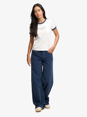 Superdry Blue Mid Baggy Mini Cord Trousers - Image 1 of 7