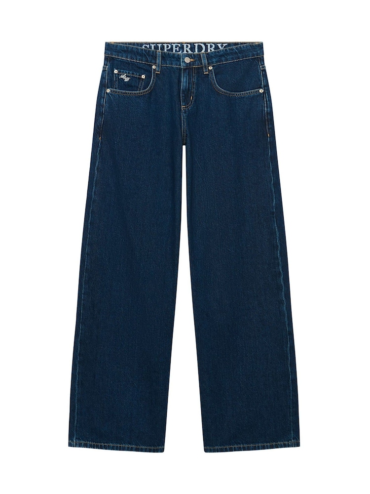 Superdry Dark Blue Mid Rise Baggy Jeans - Image 1 of 2