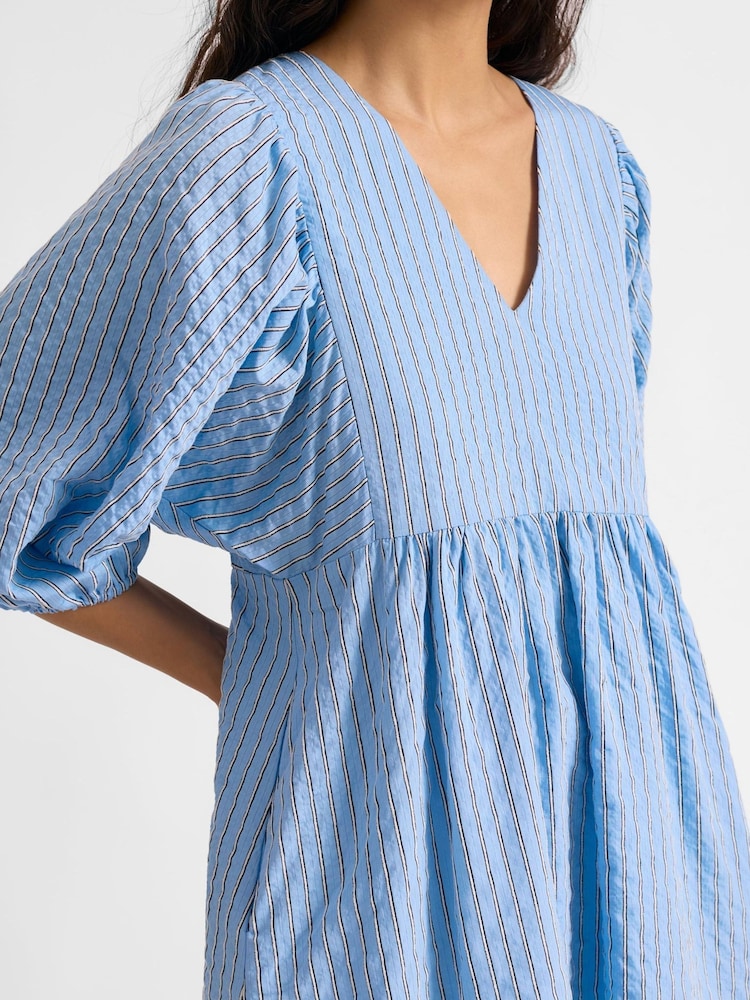 Albaray Blue Stripe V Neck Dress - Image 2 of 3 Albaray Blue Stripe V Neck Dress - Image 2 of 3