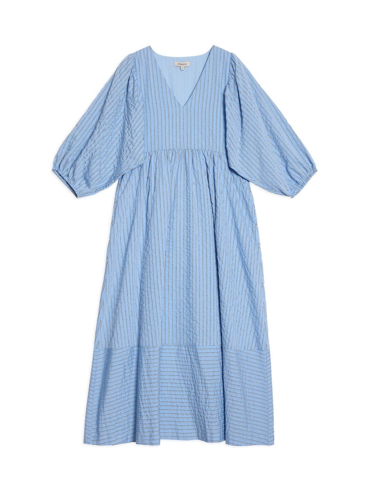 Albaray Blue Stripe V Neck Dress - Image 3 of 3 Albaray Blue Stripe V Neck Dress - Image 3 of 3