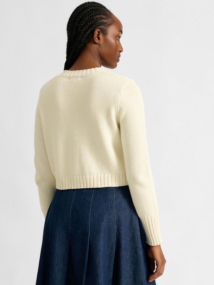 Albaray Krem Avkortet Bomulls Cardigan - Bilde 2 av 4