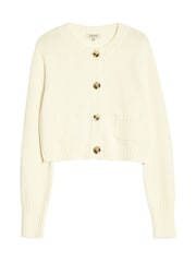 Albaray Cream Cotton Cropped Cardigan - 圖片 4，共 4