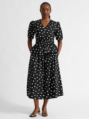 Albaray Black Large Spot Full Skirt - Image 4 of 5