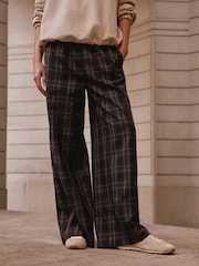 Black/Rust Check - Contrast Waistband Wide Leg Trousers - صورة 3 من 9