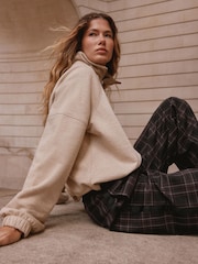 Black/Rust Check - Contrast Waistband Wide Leg Trousers - صورة 5 من 9