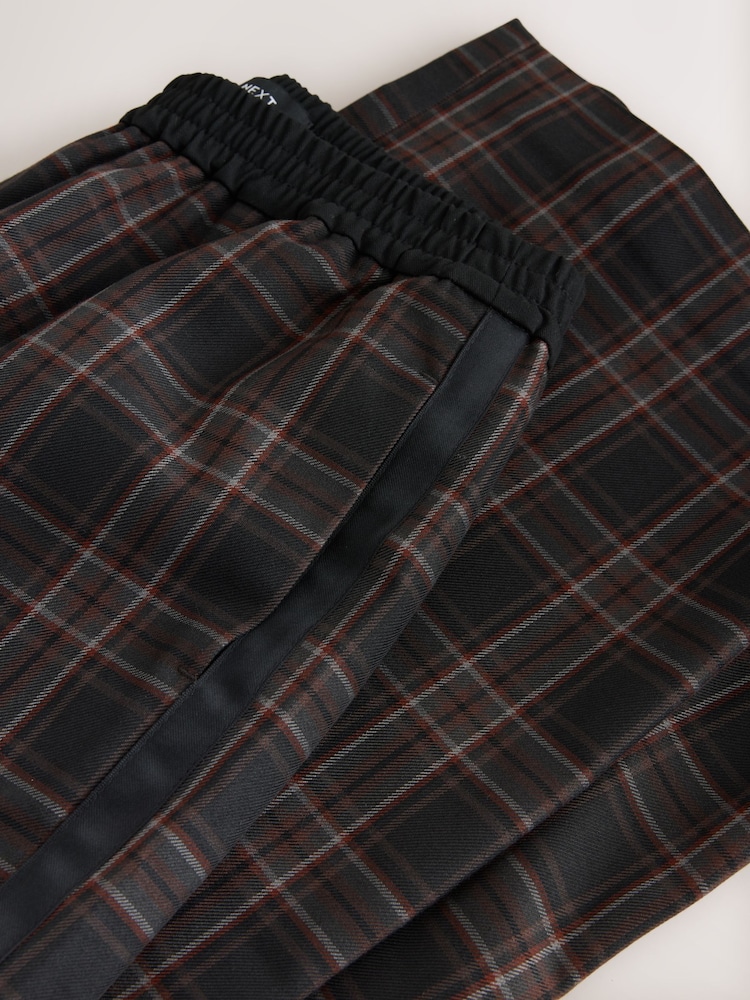 Black/Rust Check - Contrast Waistband Wide Leg Trousers - صورة 9 من 9 Black/Rust Check - Contrast Waistband Wide Leg Trousers - صورة 9 من 9