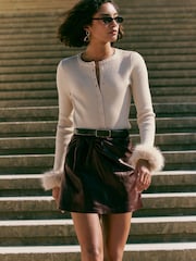 Friends Like These Cream Fur Trim Cardigan - Image 2 of 5