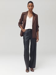 Black Faux Leather Textured Wide Leg Trousers - Image 2 of 8