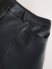 Black Faux Leather Textured Wide Leg Trousers - Image 7 of 8
