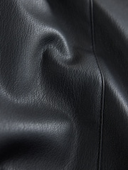 Black Faux Leather Textured Wide Leg Trousers - Image 8 of 8
