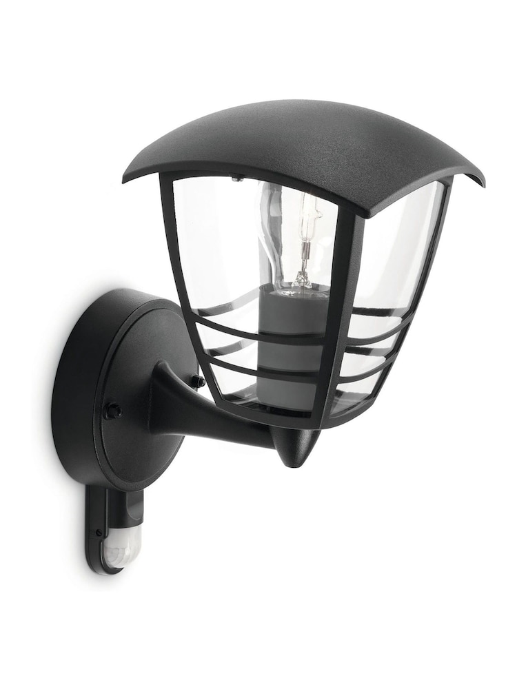 Philips Black LED Creek Outdoor Wall Lantern with PIR - Image 1 of 2