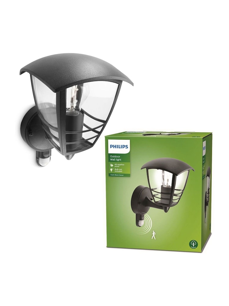 Philips Black LED Creek Outdoor Wall Lantern with PIR - Image 2 of 2