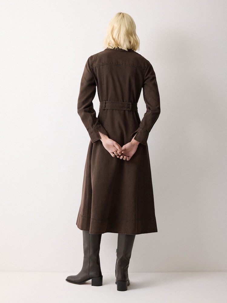 Buy Jigsaw Brown Denim Belted Shirt Dress from Next Australia