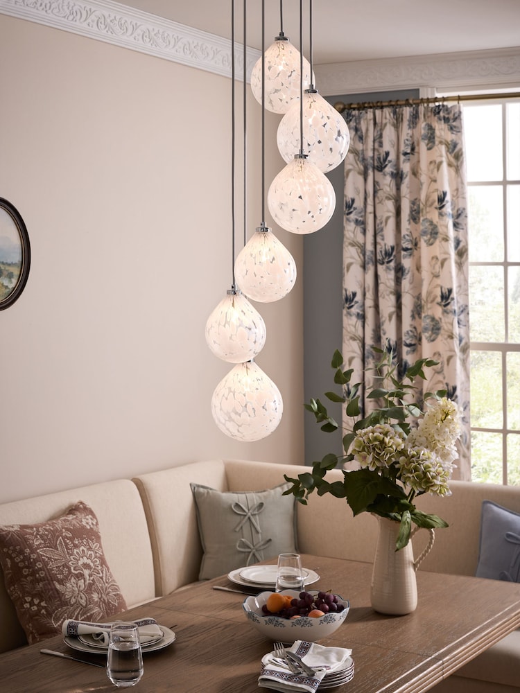 Laura Ashley White Confetti Glass 6 Light Ceiling Light - Image 1 of 8