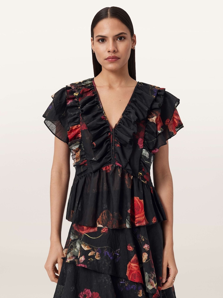 AllSaints Black Alma Top - Image 2 of 8