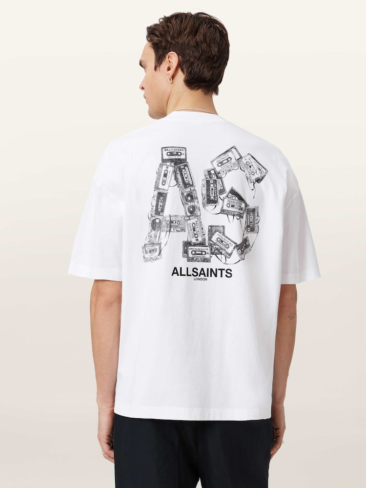 AllSaints White Mixtape Short Sleeve Crew Neck T-Shirt - Image 1 of 7