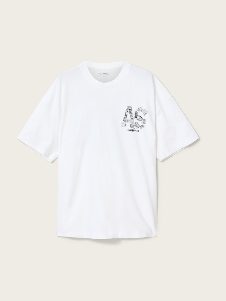 AllSaints White Mixtape Short Sleeve Crew Neck T-Shirt - Image 7 of 7