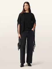 AllSaints Black Jamie Sheer Top - Image 1 of 9