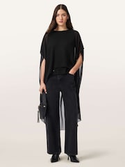 AllSaints Black Jamie Sheer Top - Image 4 of 9