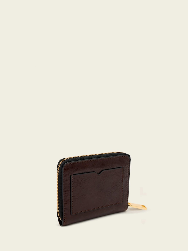 AllSaints Brown Lena Hex Zip Wallet - Image 6 of 6