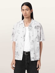 AllSaints Cream Terra Short Sleeve Shirt - Image 1 of 6