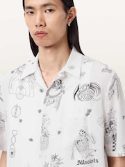 AllSaints Cream Terra Short Sleeve Shirt - Image 3 of 6