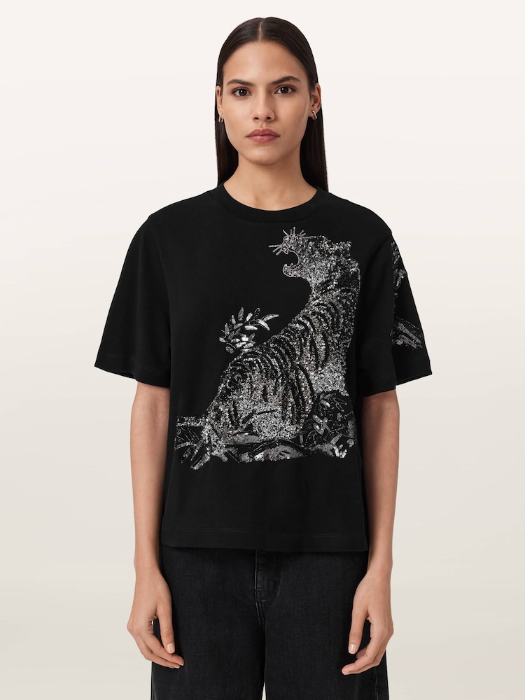 AllSaints Black Pounce Lisa T-Shirt - Image 1 of 7