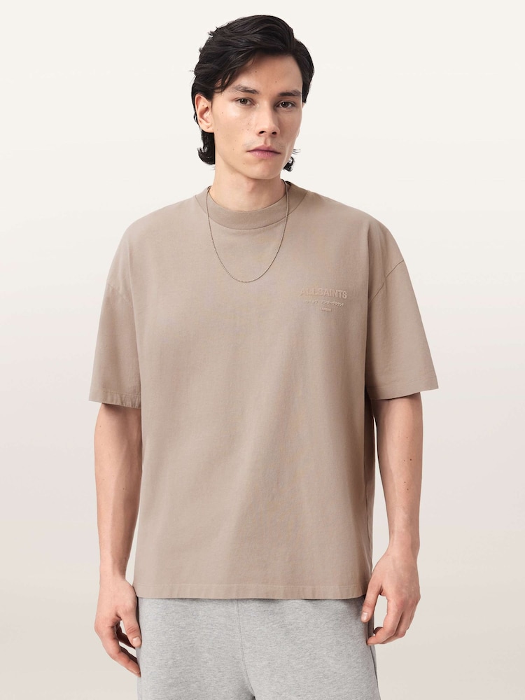 AllSaints Light Brown Xander Short Sleeve Crew Neck T-Shirt - Image 1 of 6