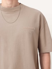 AllSaints Light Brown Xander Short Sleeve Crew Neck T-Shirt - Image 3 of 6