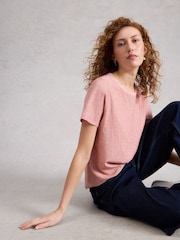 White Stuff Clara Texture Short Sleeve T-Shirt - תמונה 4 מתוך 6