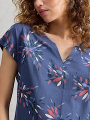 White Stuff Blue Nelly Notch Neck T-Shirt - Image 4 of 6