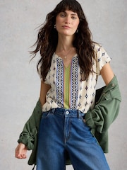 White Stuff WHITE MLT Nelly Notch Neck T-Shirt - Image 4 of 6