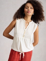 White Stuff White Peony Sleeveless Shirt - Image 1 of 6