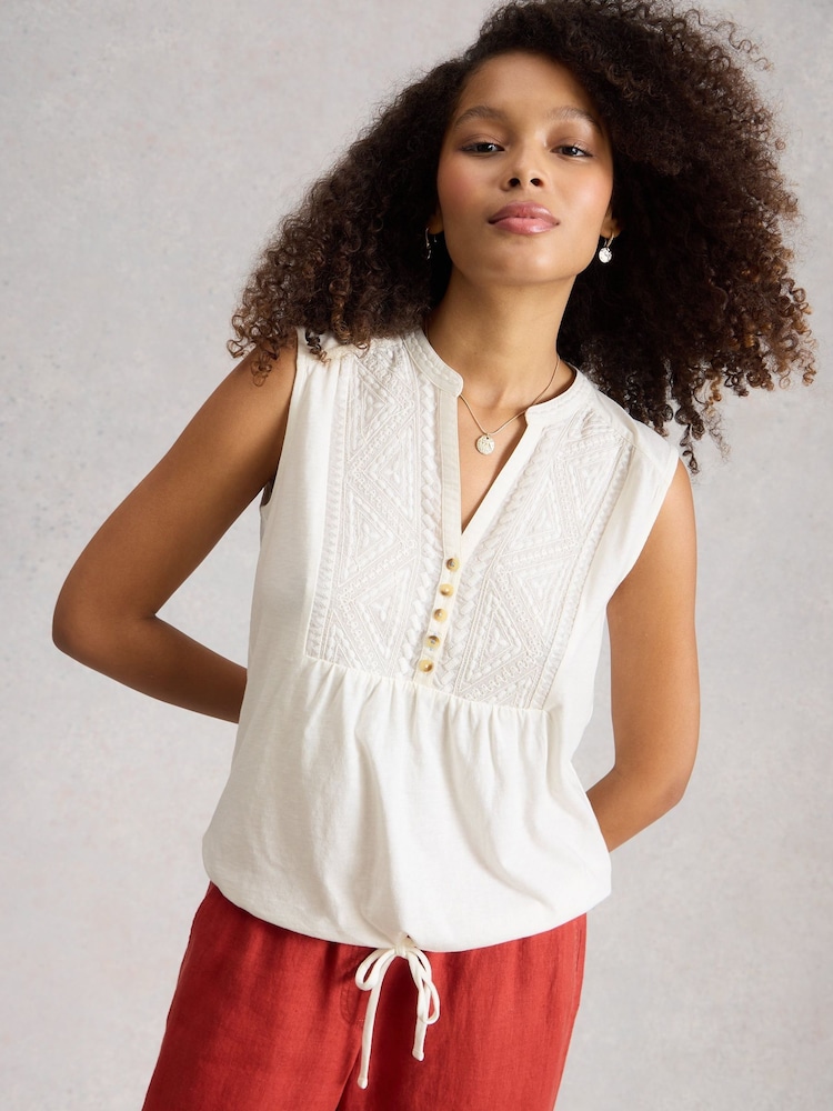 White Stuff White Peony Sleeveless Shirt - Image 1 of 6