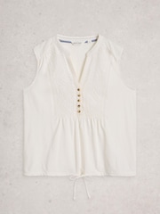 White Stuff White Peony Sleeveless Shirt - Image 5 of 6