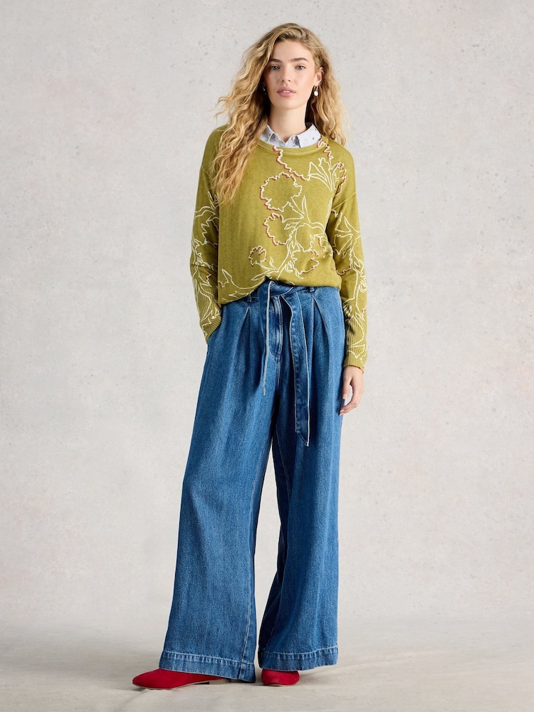 White Stuff Green Olive Print Jumper - Image 4 of 4