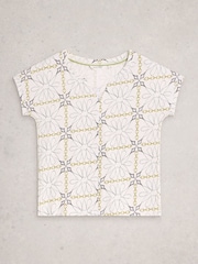 White Stuff WHITE PR Nelly Notch Neck T-Shirt - Image 1 of 2
