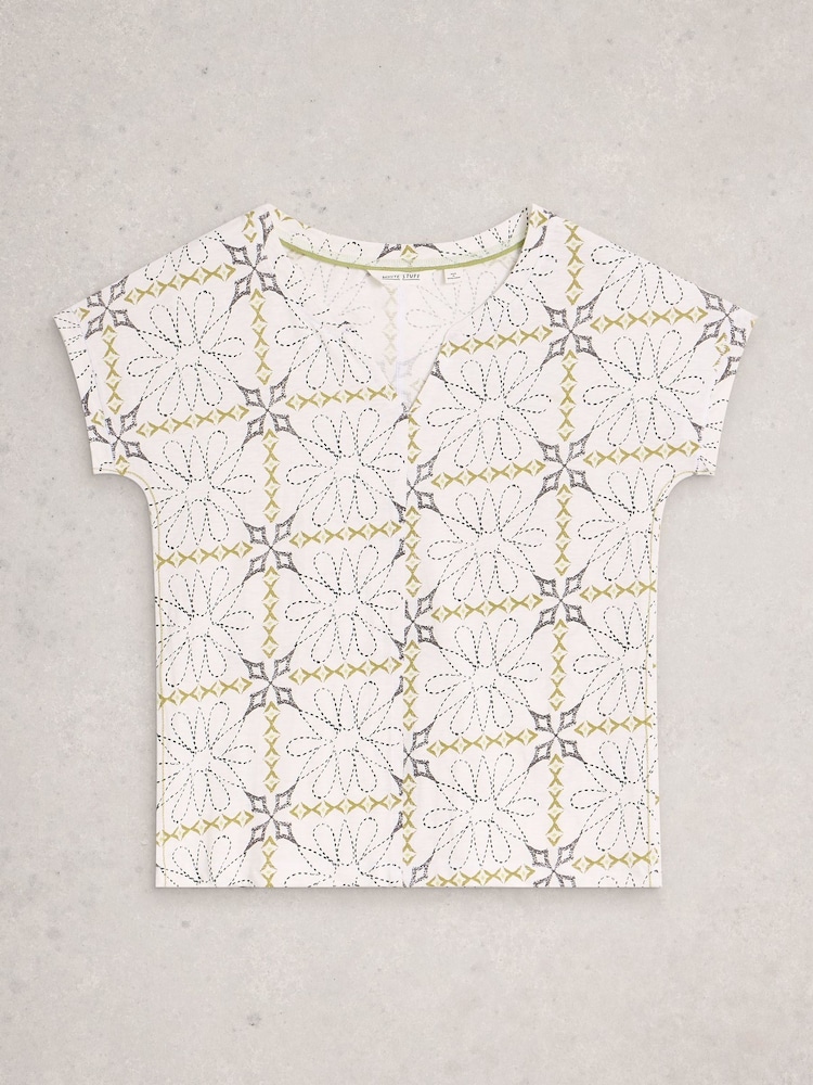 White Stuff WHITE PR Nelly Notch Neck T-Shirt - Image 1 of 2