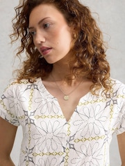 White Stuff WHITE PR Nelly Notch Neck T-Shirt - Image 4 of 6